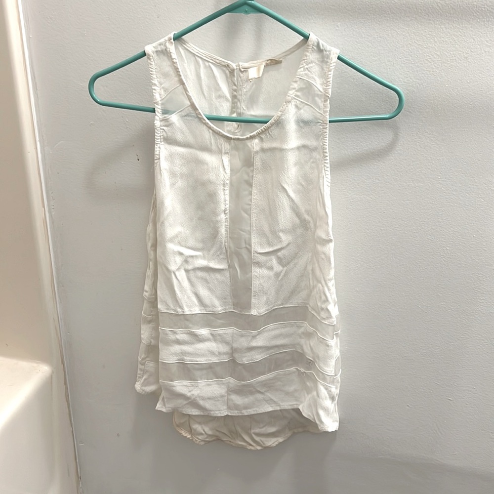 White Mind Code blouse with sheer panels